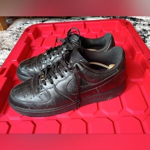 Nike Air Force 1 Low Black Leather Sneakers 11